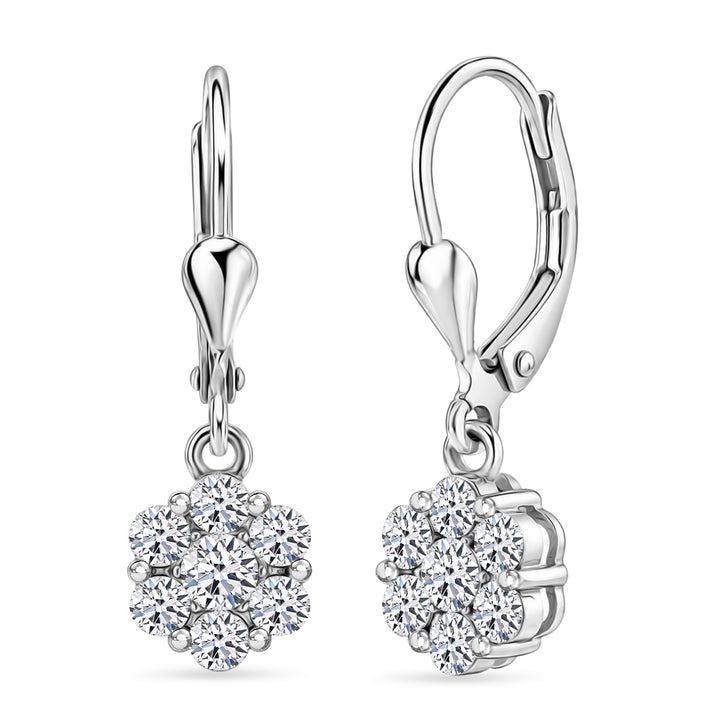 Luxuriant - Lab Grown Diamond (SI-G-H) Pressure Set Earring with Lever Back in Rhodium Overlay Sterling Silver 1.00 Ct. 8590135 1