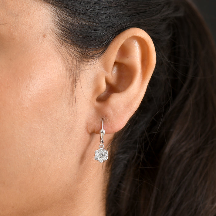 Luxuriant - Lab Grown Diamond (SI-G-H) Pressure Set Earring with Lever Back in Rhodium Overlay Sterling Silver 1.00 Ct. 8590135 2