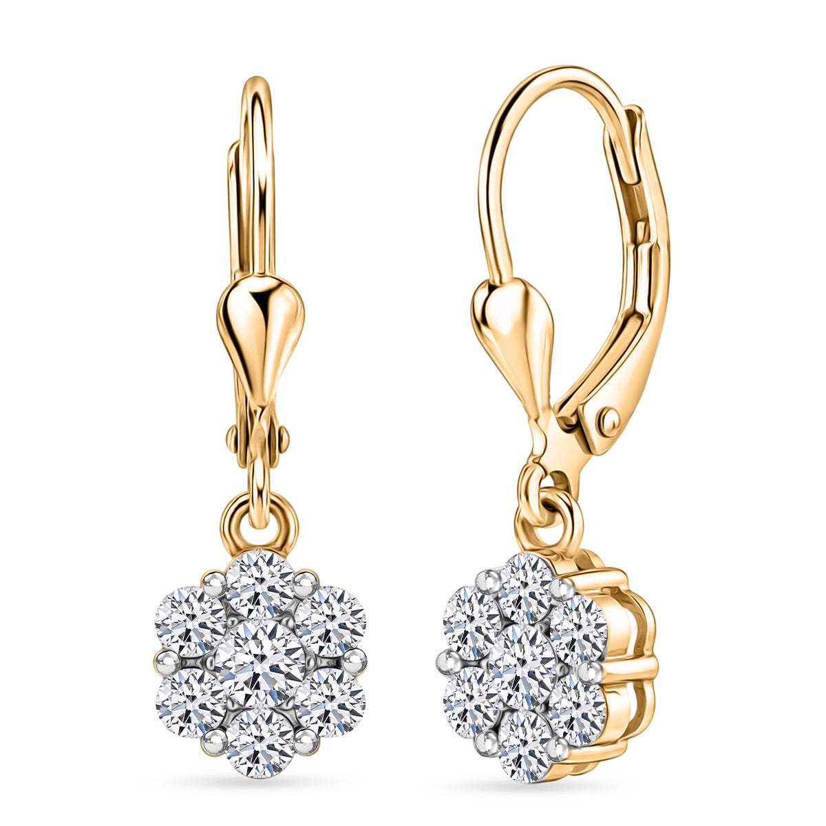 Luxuriant - Lab Grown Diamond (SI/G-H) Cluster Earring with Lever Back in 18K Vermeil Yellow Gold Plated Sterling Silver 1.00 Ct. 8590136 0