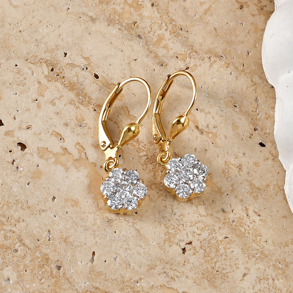 Luxuriant - Lab Grown Diamond (SI/G-H) Cluster Earring with Lever Back in 18K Vermeil Yellow Gold Plated Sterling Silver 1.00 Ct. 8590136 3