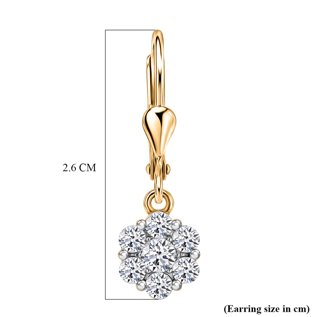 Luxuriant - Lab Grown Diamond (SI/G-H) Cluster Earring with Lever Back in 18K Vermeil Yellow Gold Plated Sterling Silver 1.00 Ct._8590136_5