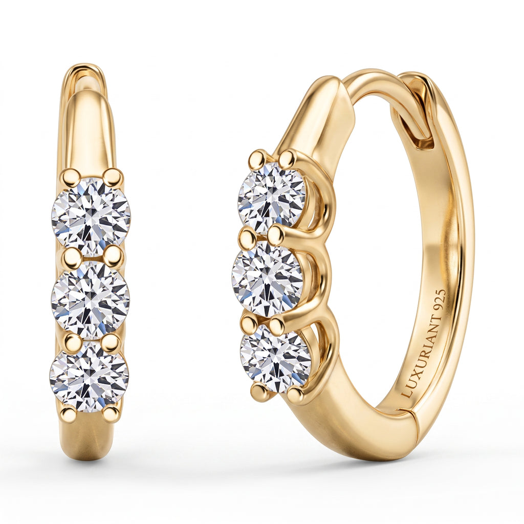 Luxuriant - Lab Grown Diamond (SI/G-H) Hoop Earring with Clasp in 18K Vermeil Yellow Gold Plated Sterling Silver 0.50 Ct._8590249