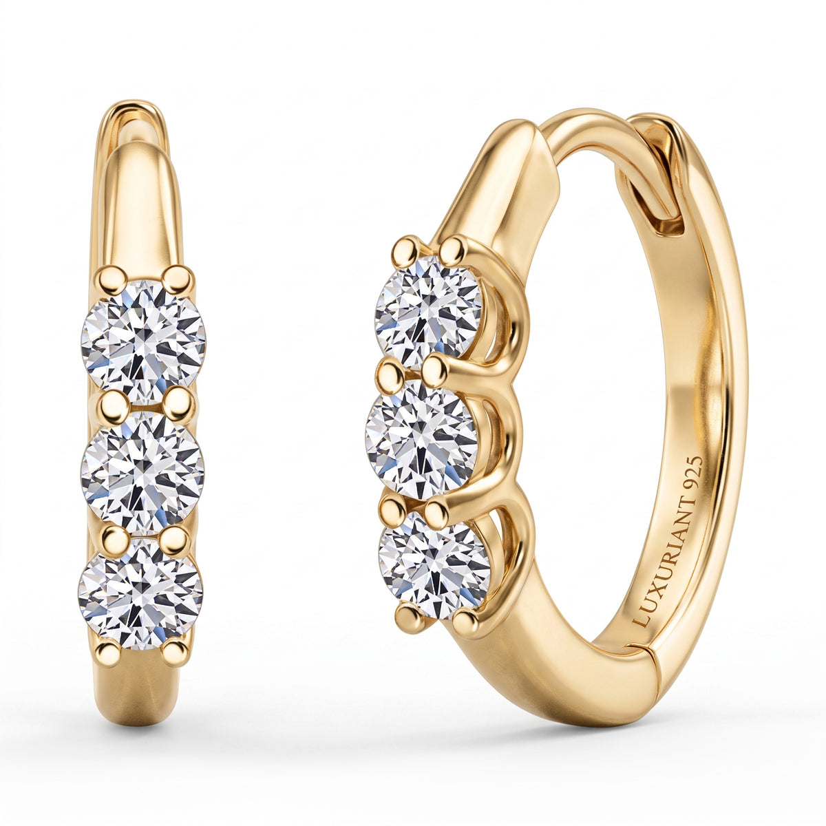 Luxuriant - Lab Grown Diamond (SI/G-H) Hoop Earring with Clasp in 18K Vermeil Yellow Gold Plated Sterling Silver 0.50 Ct. 8590249 0