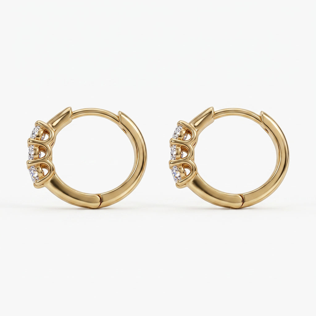 Luxuriant - Lab Grown Diamond (SI/G-H) Hoop Earring with Clasp in 18K Vermeil Yellow Gold Plated Sterling Silver 0.50 Ct._8590249_3