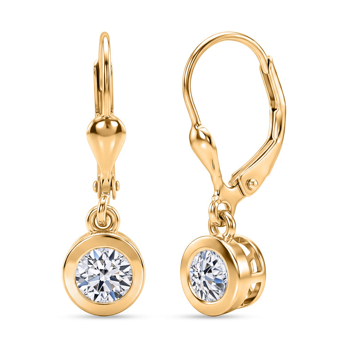 LUXURIANT 1 Ct. Lab Grown Diamond Solitaire Lever Back Earring in 18K Vermeil Yellow Gold Plated Sterling Silver (SI-G-H) 8590257 1