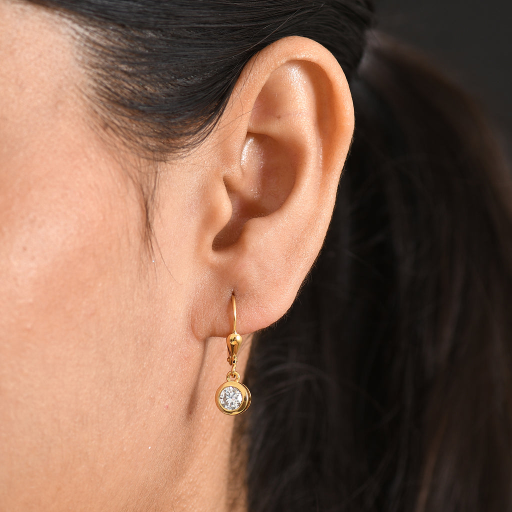 Luxuriant - Lab Grown Diamond (SI/G-H) Solitaire Lever Back Earring in 18K Vermeil Yellow Gold Plated Sterling Silver 1.00 Ct._8590257_1