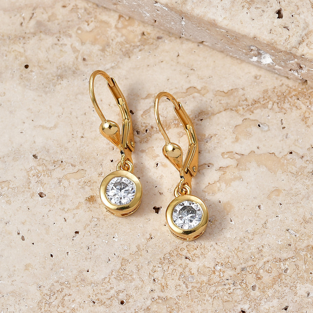 Luxuriant - Lab Grown Diamond (SI/G-H) Solitaire Lever Back Earring in 18K Vermeil Yellow Gold Plated Sterling Silver 1.00 Ct._8590257_2