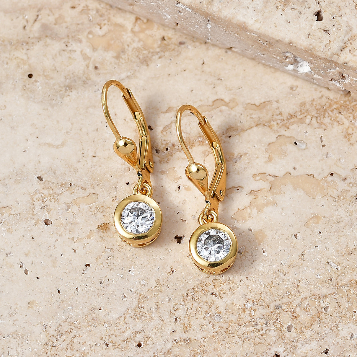 LUXURIANT 1 Ct. Lab Grown Diamond Solitaire Lever Back Earring in 18K Vermeil Yellow Gold Plated Sterling Silver (SI-G-H) 8590257 3