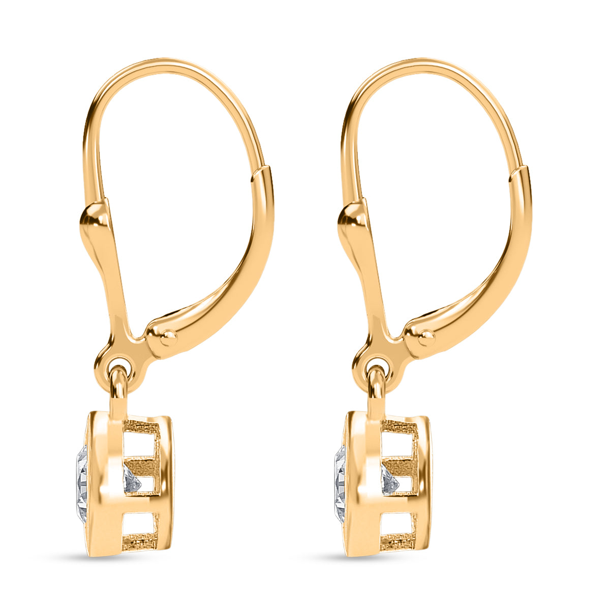 LUXURIANT 1 Ct. Lab Grown Diamond Solitaire Lever Back Earring in 18K Vermeil Yellow Gold Plated Sterling Silver (SI-G-H) 8590257 4