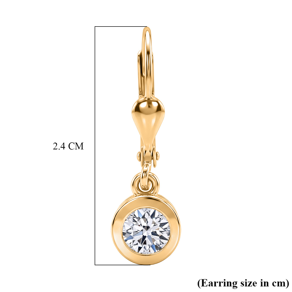 LUXURIANT 1 Ct. Lab Grown Diamond Solitaire Lever Back Earring in 18K Vermeil Yellow Gold Plated Sterling Silver (SI-G-H) 8590257 6