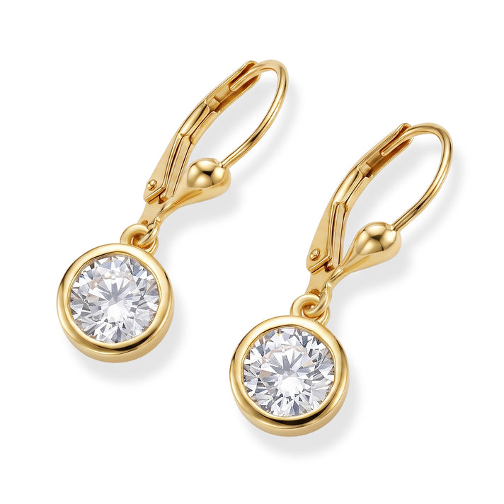 Luxuriant - Lab Grown Diamond (SI/G-H) Solitaire Earring with Lever Back in 18K Vermeil Yellow Gold Plated Sterling Silver 2.00 Ct. 8590259 1