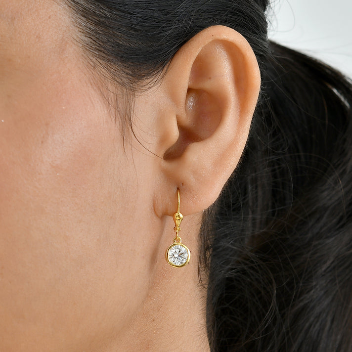 Luxuriant - Lab Grown Diamond (SI/G-H) Solitaire Earring with Lever Back in 18K Vermeil Yellow Gold Plated Sterling Silver 2.00 Ct. 8590259 2