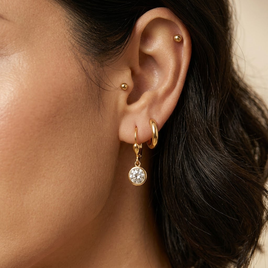 Luxuriant - Lab Grown Diamond (SI/G-H) Solitaire Earring with Lever Back in 18K Vermeil Yellow Gold Plated Sterling Silver 2.00 Ct._8590259_2