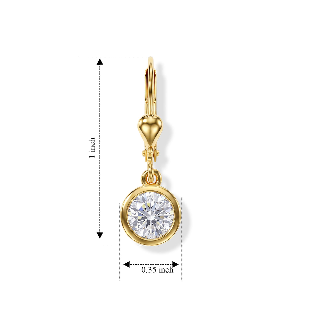 Luxuriant - Lab Grown Diamond (SI/G-H) Solitaire Earring with Lever Back in 18K Vermeil Yellow Gold Plated Sterling Silver 2.00 Ct. 8590259 5