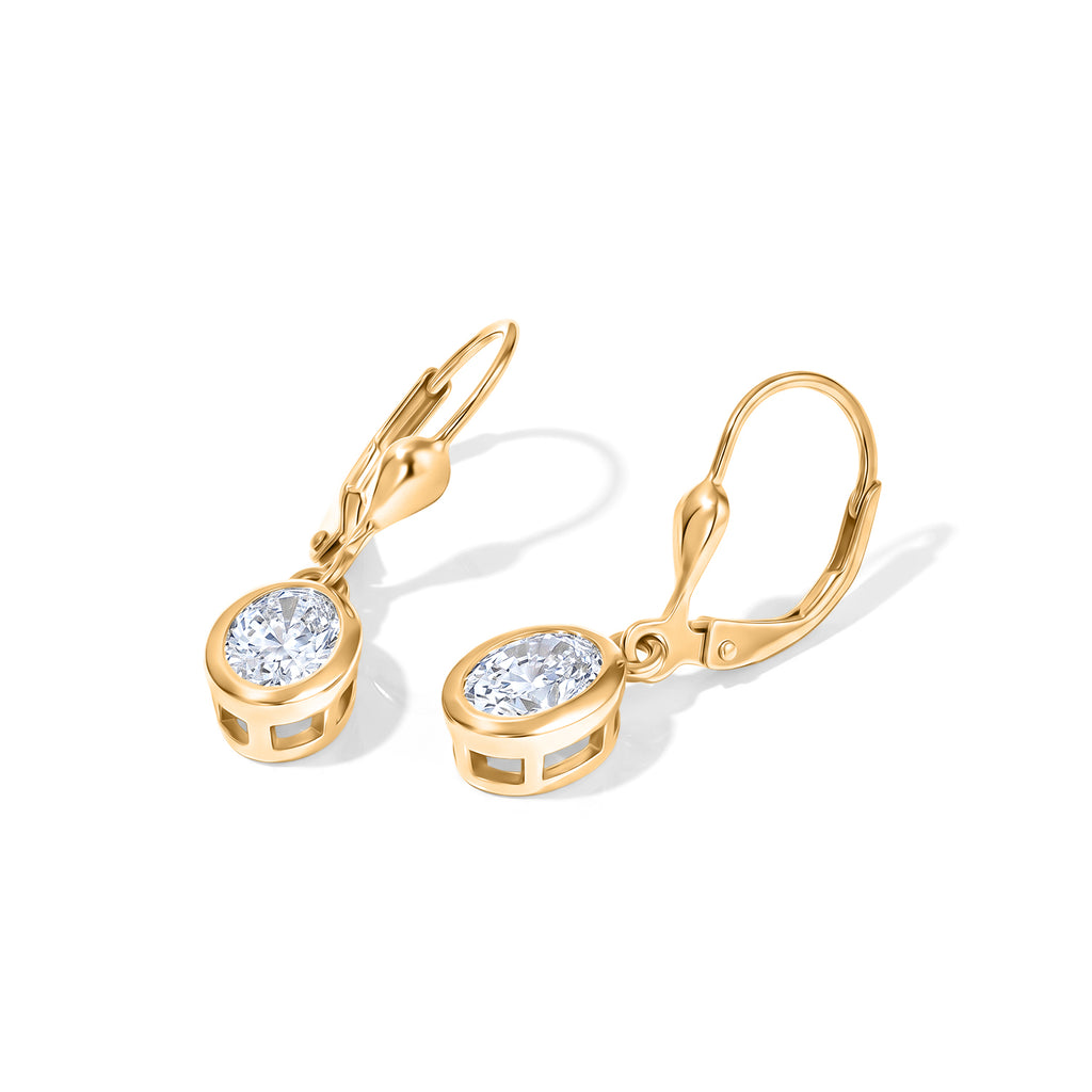 Luxuriant - Lab Grown Diamond (SI/G-H) Solitaire Lever Back Earring in 18K Vermeil Yellow Gold Plated Sterling Silver 2.00 Ct._8590261_3