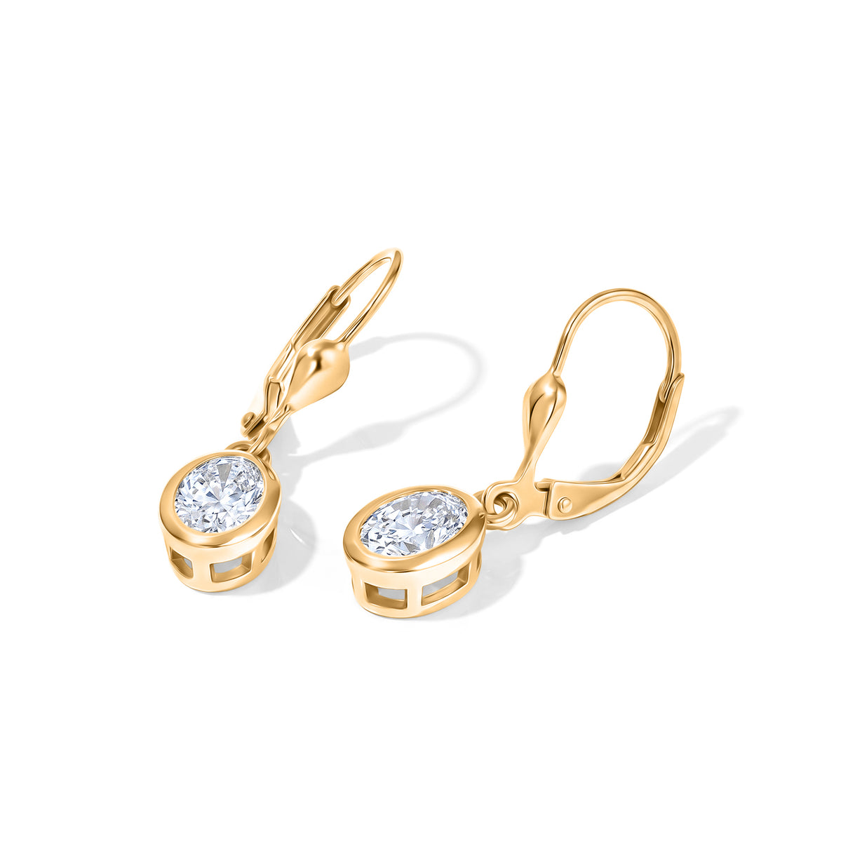Luxuriant - Lab Grown Diamond (SI/G-H) Solitaire Lever Back Earring in 18K Vermeil Yellow Gold Plated Sterling Silver 2.00 Ct. 8590261 4