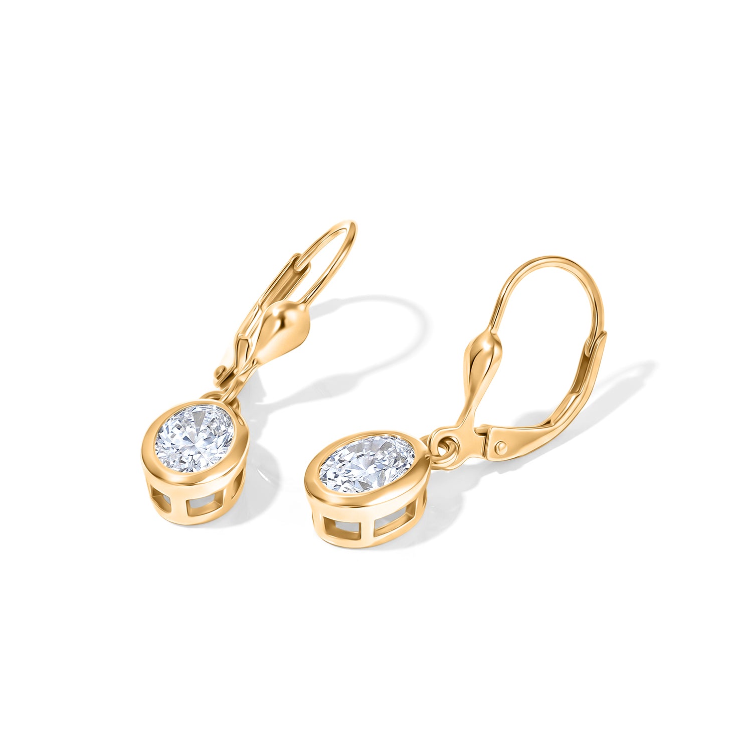 Luxuriant - Lab Grown Diamond (SI/G-H) Solitaire Lever Back Earring in 18K Vermeil Yellow Gold Plated Sterling Silver 2.00 Ct. 8590261 4