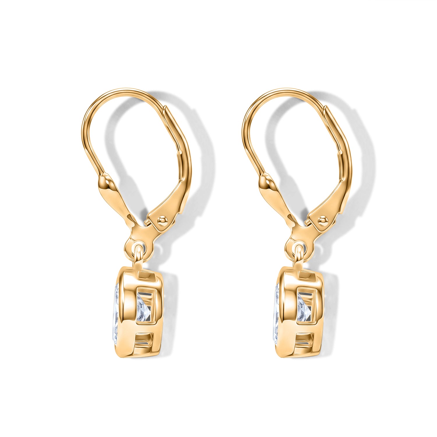 Luxuriant - Lab Grown Diamond (SI/G-H) Solitaire Lever Back Earring in 18K Vermeil Yellow Gold Plated Sterling Silver 2.00 Ct. 8590261 5