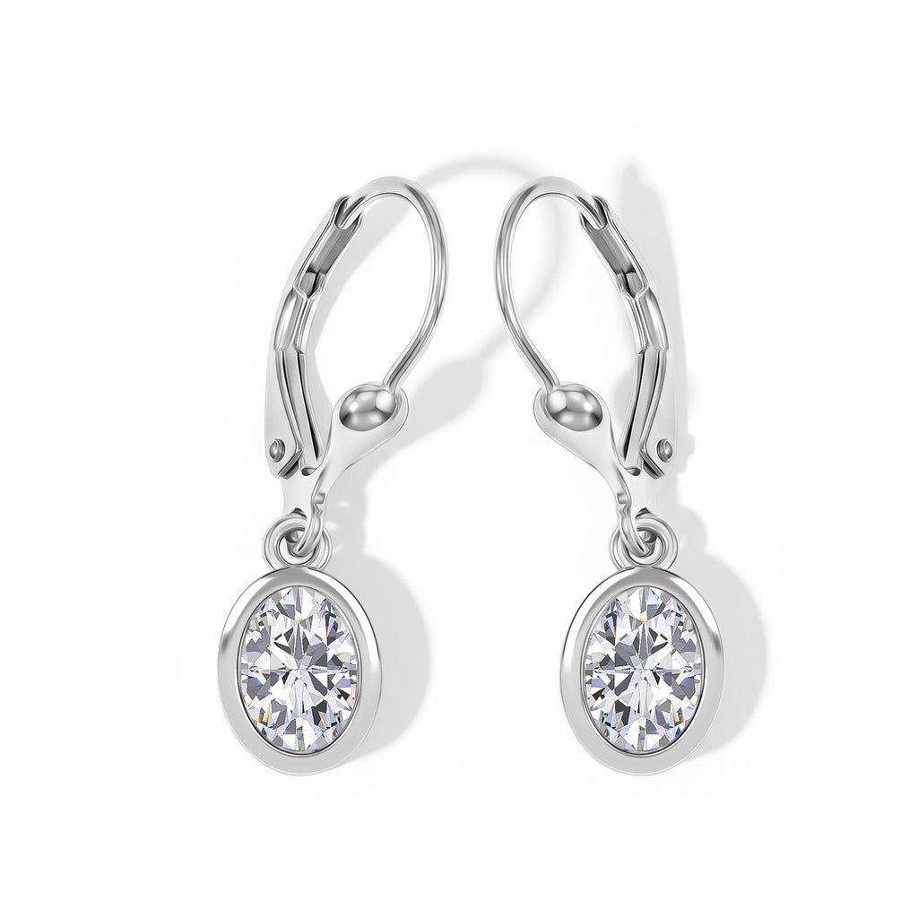 Luxuriant - Lab Grown Diamond (SI/G-H) Solitaire Lever Back Earring in Rhodium Overlay Sterling Silver 2.00 Ct._8590262