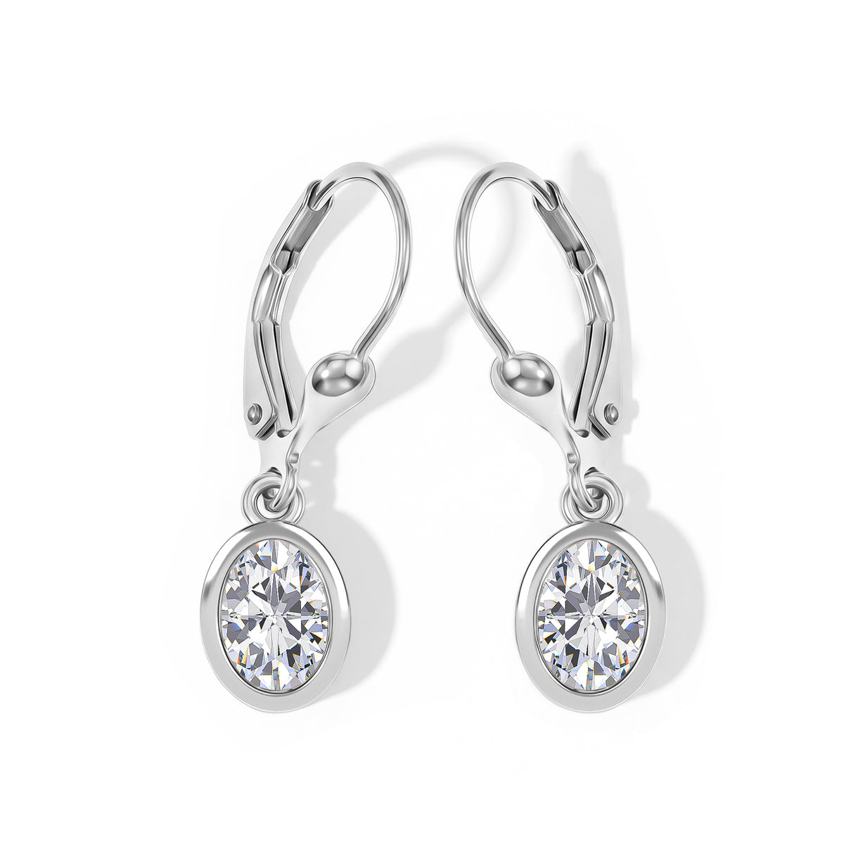 Luxuriant - Lab Grown Diamond (SI/G-H) Solitaire Lever Back Earring in Rhodium Overlay Sterling Silver 2.00 Ct. V32627846 0