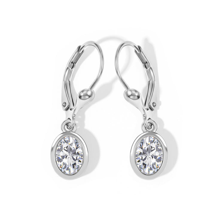 Luxuriant - Lab Grown Diamond (SI/G-H) Solitaire Lever Back Earring in Rhodium Overlay Sterling Silver 2.00 Ct. 8590262 1