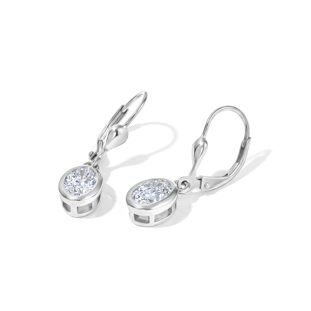 Luxuriant - Lab Grown Diamond (SI/G-H) Solitaire Lever Back Earring in Rhodium Overlay Sterling Silver 2.00 Ct._8590262_3