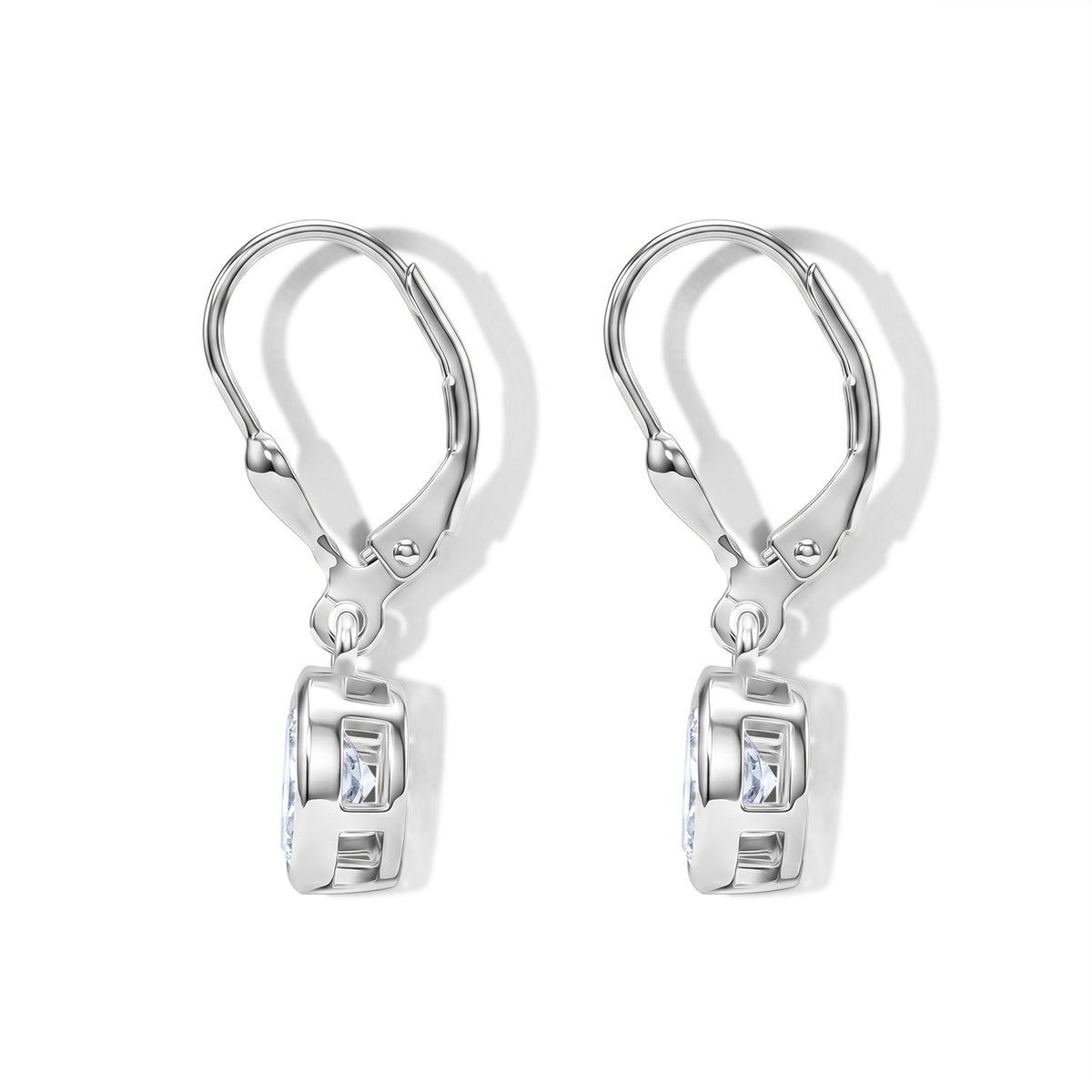 Luxuriant - Lab Grown Diamond (SI/G-H) Solitaire Lever Back Earring in Rhodium Overlay Sterling Silver 2.00 Ct. V32627846 5