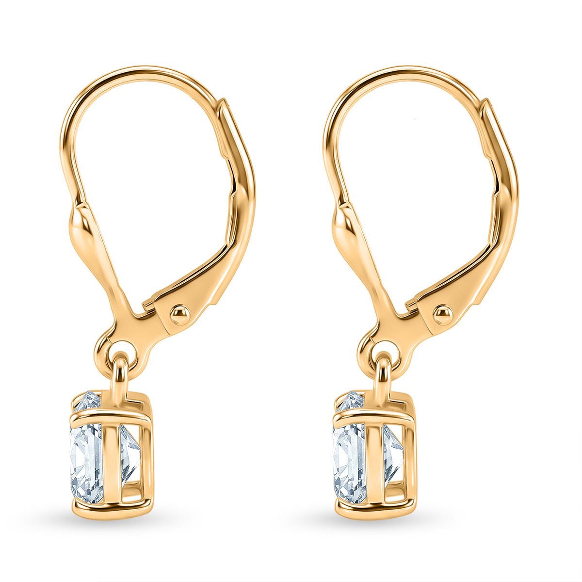 Luxuriant - Lab Grown Diamond (SI-G-H) Solitaire Lever Back Earring in 18K Vermeil Yellow Gold Plated Sterling Silver 2.00 Ct. 8590263 4