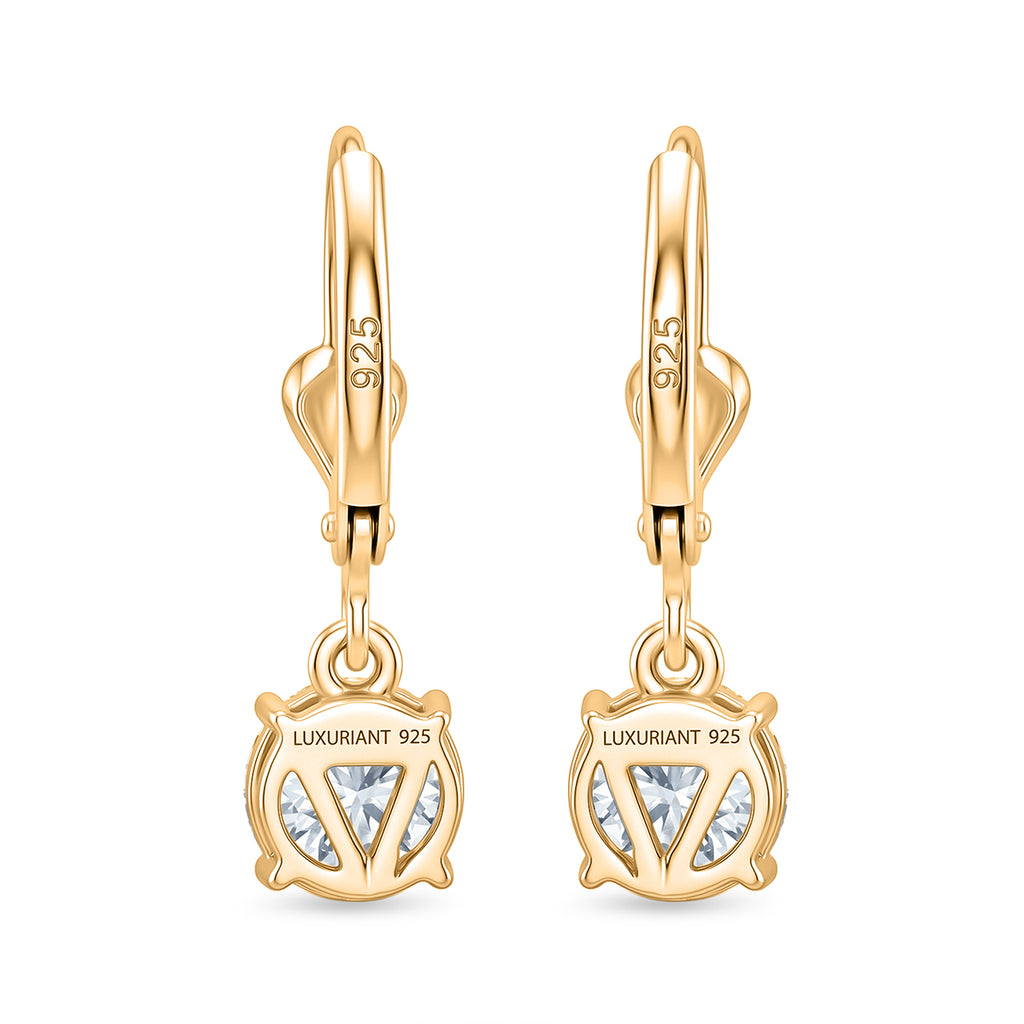 Luxuriant - Lab Grown Diamond (SI/G-H) Solitaire Lever Back Earring in 18K Vermeil Yellow Gold Plated Sterling Silver 2.00 Ct._8590263_4