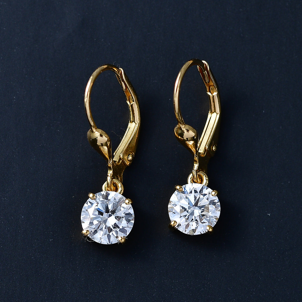 Luxuriant - Lab Grown Diamond (SI/G-H) Solitaire Lever Back Earring in 18K Vermeil Yellow Gold Plated Sterling Silver 2.00 Ct._8590263_6