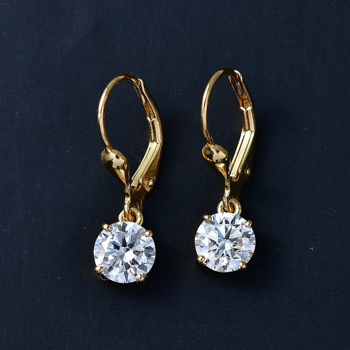 Luxuriant - Lab Grown Diamond (SI-G-H) Solitaire Lever Back Earring in 18K Vermeil Yellow Gold Plated Sterling Silver 2.00 Ct. 8590263 7