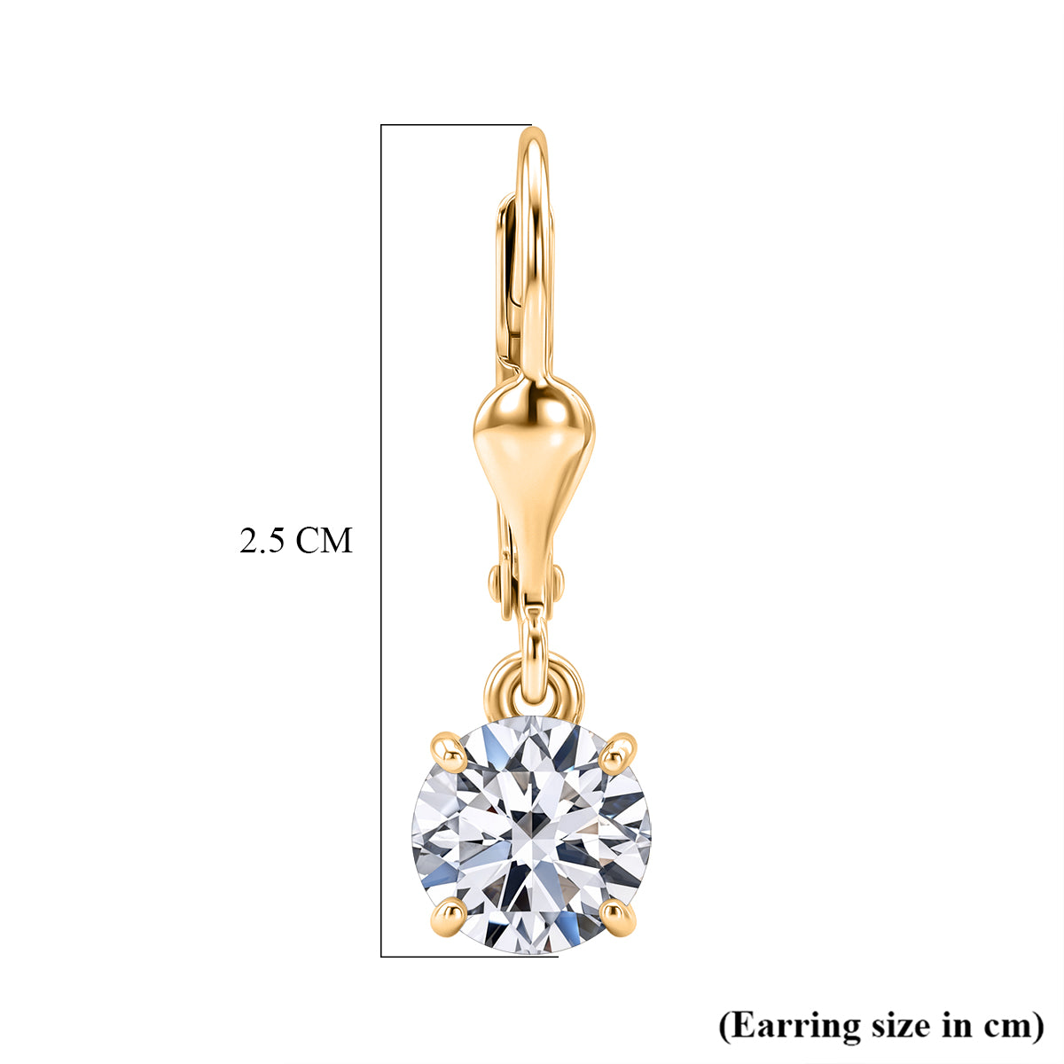 Luxuriant - Lab Grown Diamond (SI-G-H) Solitaire Lever Back Earring in 18K Vermeil Yellow Gold Plated Sterling Silver 2.00 Ct. 8590263 8