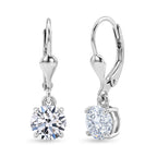 Luxuriant - Lab Grown Diamond (SI/G-H) Solitaire Lever Back Earring in Rhodium Overlay Sterling Silver 2.00 Ct._8590264