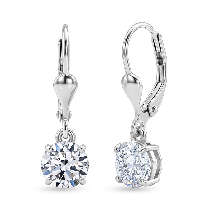 Luxuriant - Lab Grown Diamond (SI/G-H) Solitaire Lever Back Earring in Rhodium Overlay Sterling Silver 2.00 Ct. 8590264 1