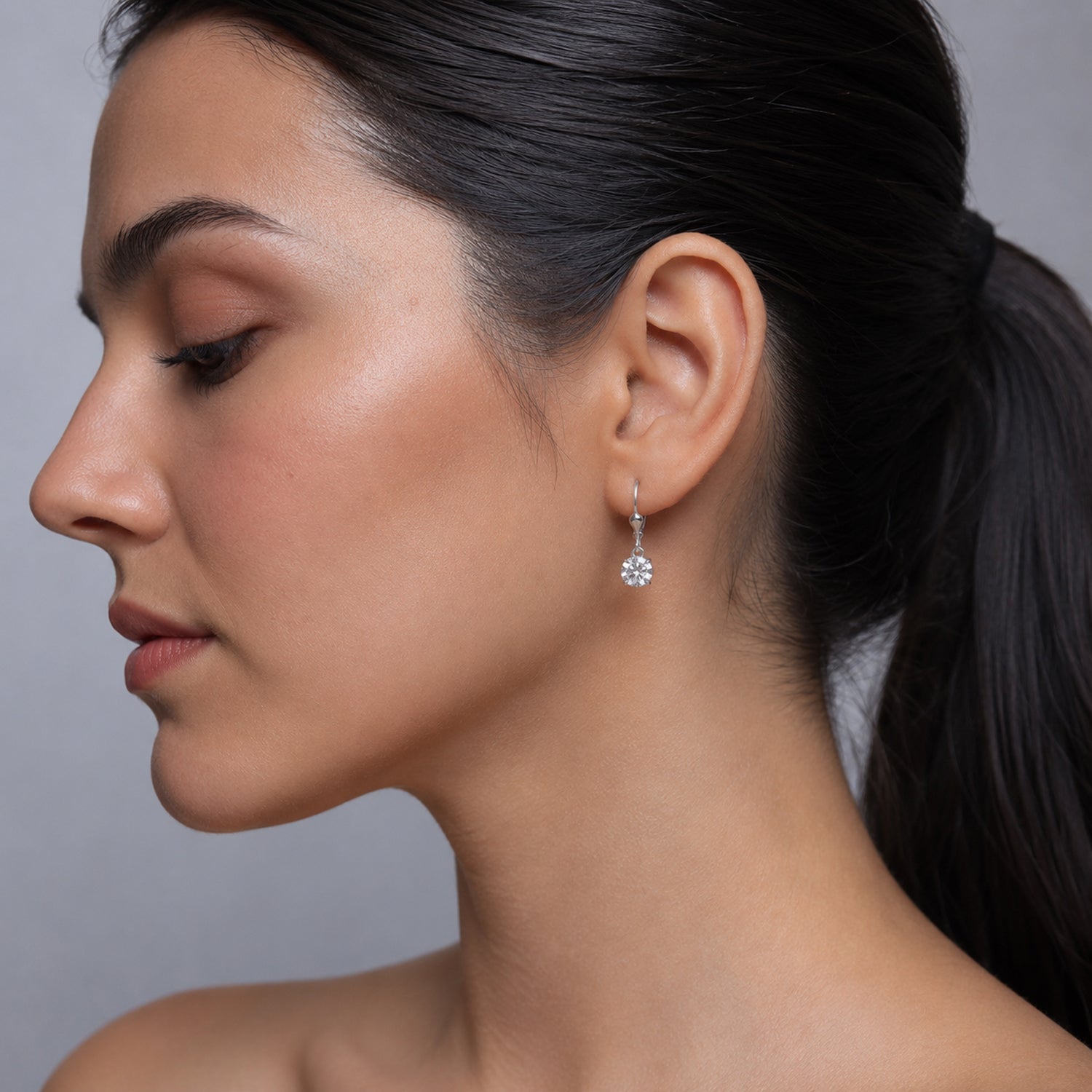 Luxuriant - Lab Grown Diamond (SI/G-H) Solitaire Lever Back Earring in Rhodium Overlay Sterling Silver 2.00 Ct. 8590264 3