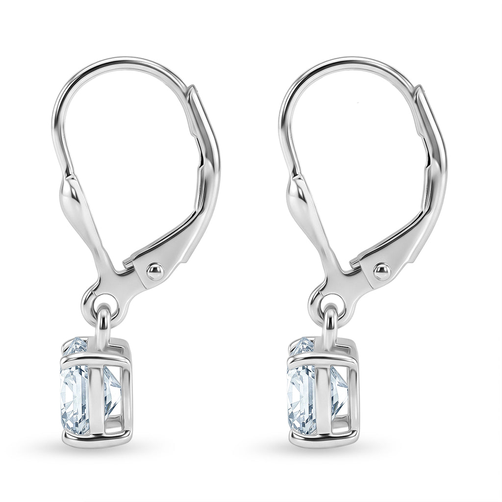 Luxuriant - Lab Grown Diamond (SI/G-H) Solitaire Lever Back Earring in Rhodium Overlay Sterling Silver 2.00 Ct._8590264_3