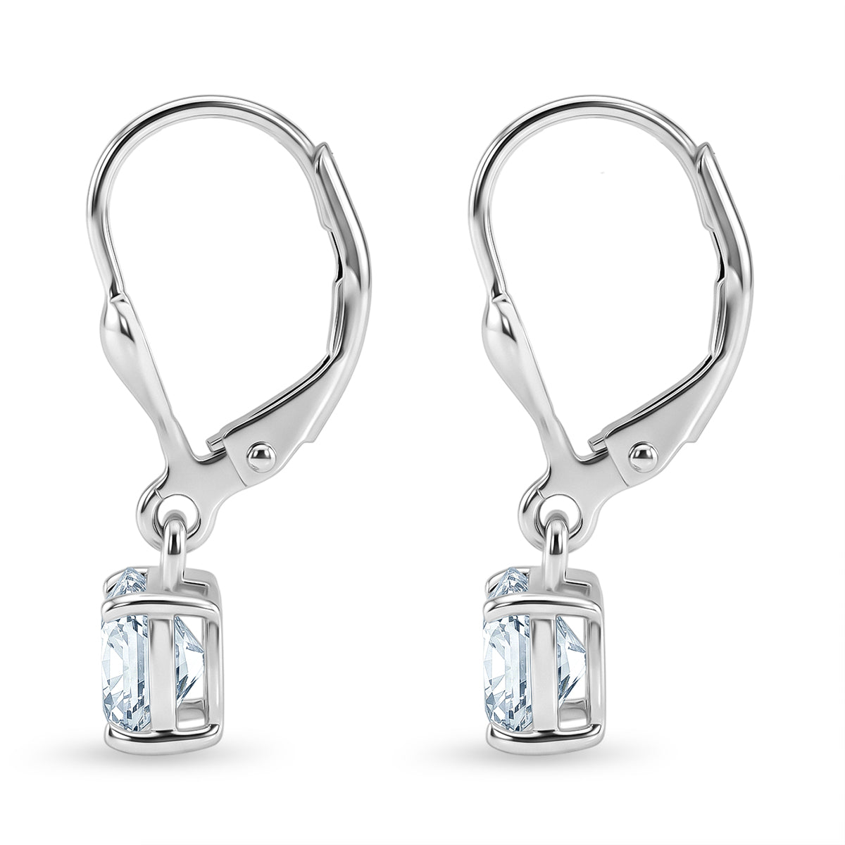 Luxuriant - Lab Grown Diamond (SI/G-H) Solitaire Lever Back Earring in Rhodium Overlay Sterling Silver 2.00 Ct. 8590264 4