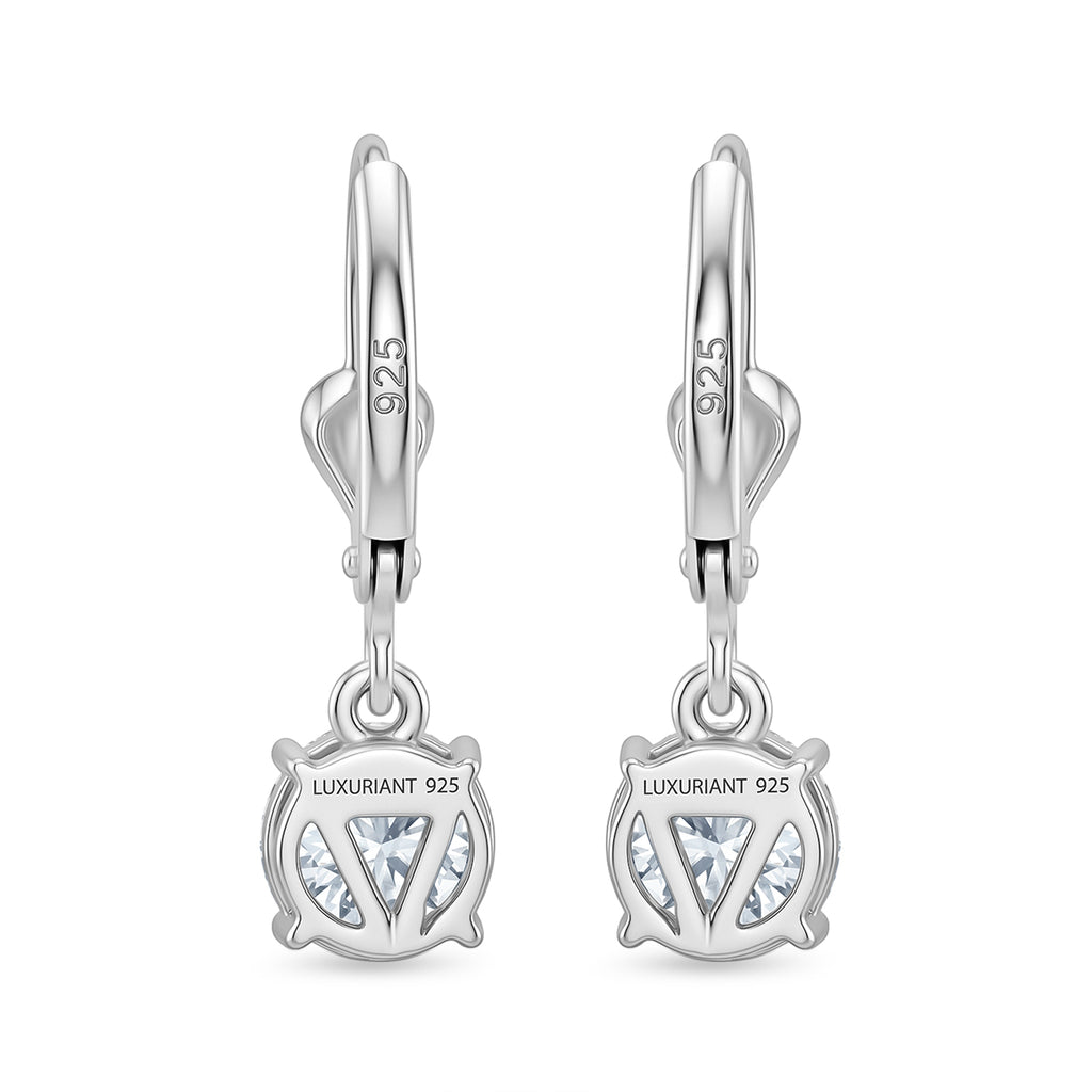Luxuriant - Lab Grown Diamond (SI/G-H) Solitaire Lever Back Earring in Rhodium Overlay Sterling Silver 2.00 Ct._8590264_4