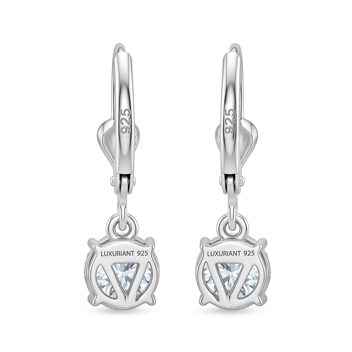 Luxuriant - Lab Grown Diamond (SI/G-H) Solitaire Lever Back Earring in Rhodium Overlay Sterling Silver 2.00 Ct. 8590264 5