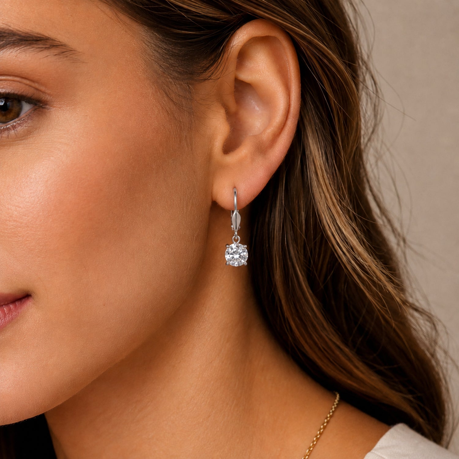 Luxuriant - Lab Grown Diamond (SI/G-H) Solitaire Lever Back Earring in Rhodium Overlay Sterling Silver 2.00 Ct. 8590264 6