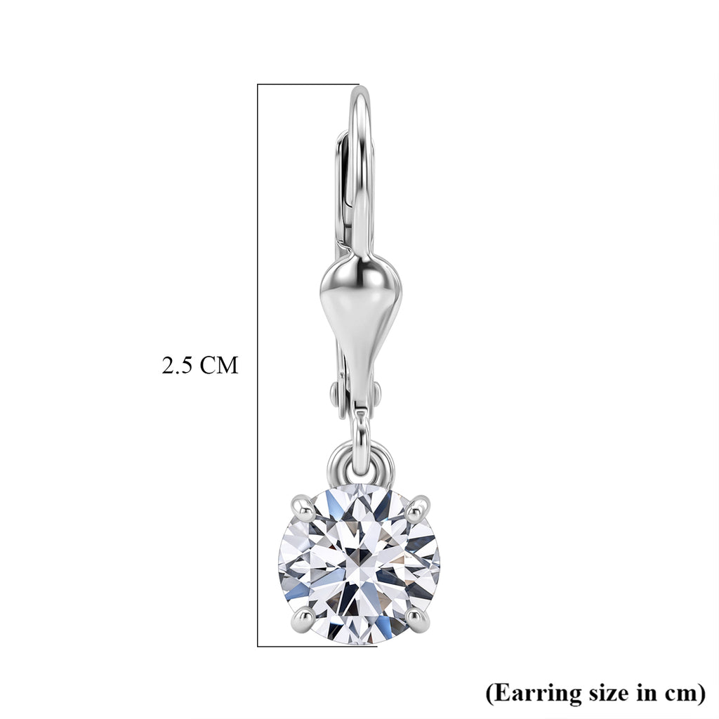 Luxuriant - Lab Grown Diamond (SI/G-H) Solitaire Lever Back Earring in Rhodium Overlay Sterling Silver 2.00 Ct._8590264_7