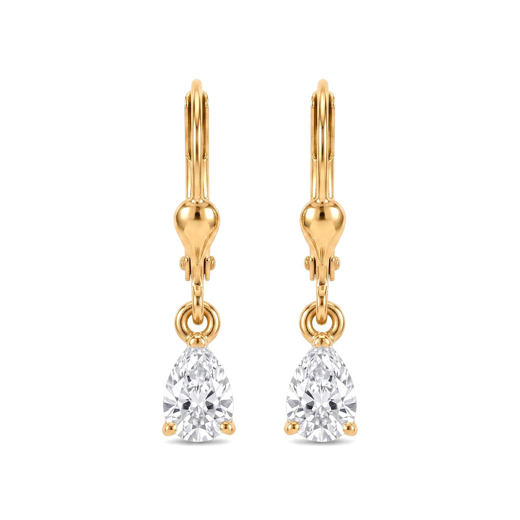 Luxuriant - Lab Grown Diamond (SI/G-H) Pear Cut Solitaire Earring with Lever Back in 18K Vermeil Yellow Gold Plated Sterling Silver 1.00 Ct._8590267