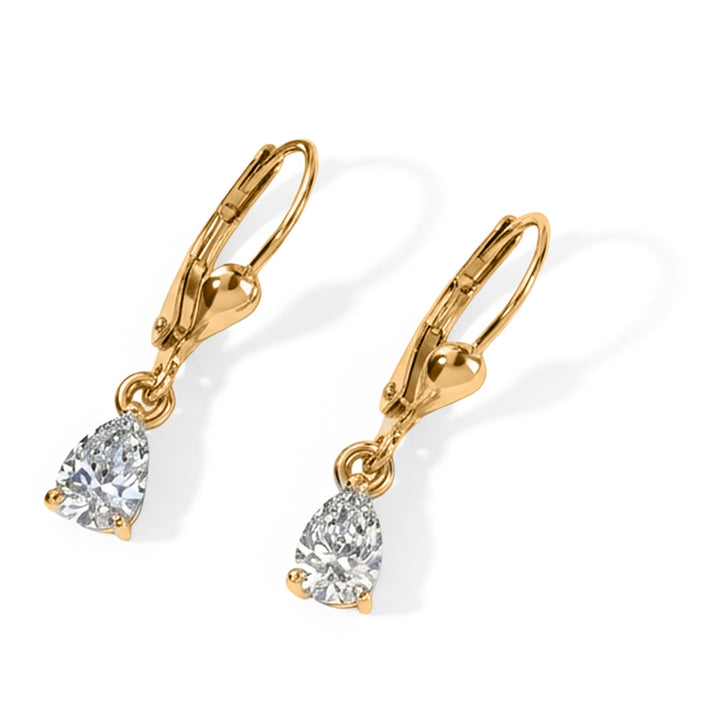 Luxuriant - Lab Grown Diamond (SI-G-H) Pear Cut Solitaire Earring with Lever Back in 18K Vermeil Yellow Gold Plated Sterling Silver 1.00 Ct. 8590267 1