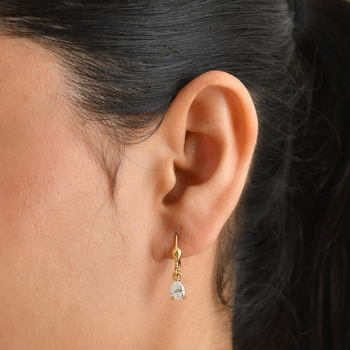 Luxuriant - Lab Grown Diamond (SI-G-H) Pear Cut Solitaire Earring with Lever Back in 18K Vermeil Yellow Gold Plated Sterling Silver 1.00 Ct. 8590267 2