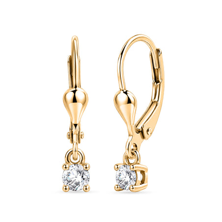 LUXURIANT Lab Grown Diamond Round-Cut Solitaire Lever Back Earring in 18K Vermeil Yellow Gold Plated Sterling Silver (SI-G-H) 8590269 1
