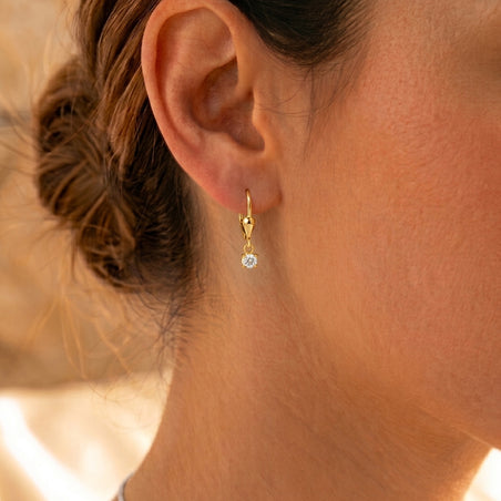 LUXURIANT Lab Grown Diamond Round-Cut Solitaire Lever Back Earring in 18K Vermeil Yellow Gold Plated Sterling Silver (SI-G-H) 8590269 2