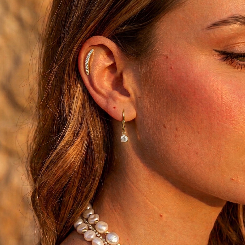 Luxuriant - Lab Grown Diamond (SI/G-H) Solitaire Lever Back Earring in 18K Vermeil Yellow Gold Plated Sterling Silver 0.25 Ct._8590269_3