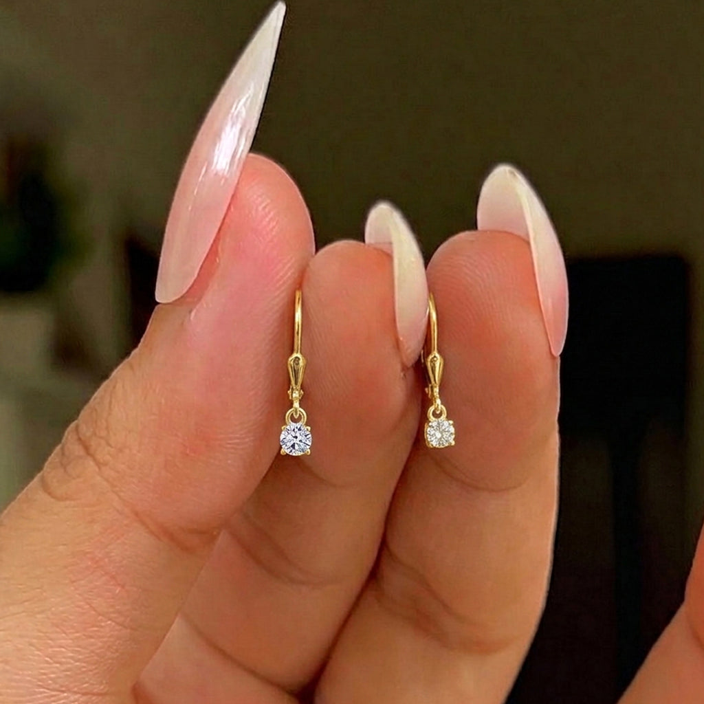 Luxuriant - Lab Grown Diamond (SI/G-H) Solitaire Lever Back Earring in 18K Vermeil Yellow Gold Plated Sterling Silver 0.25 Ct._8590269_4