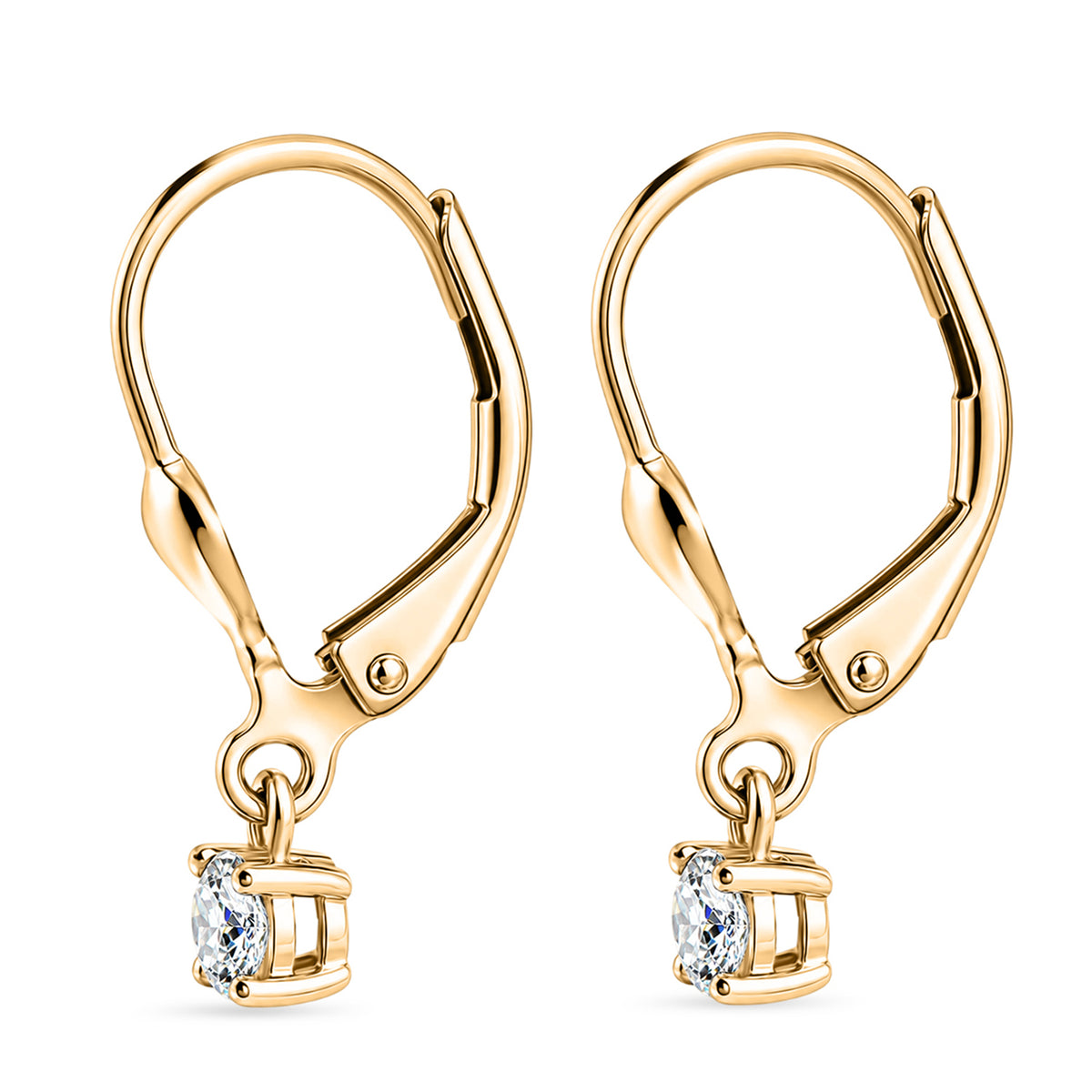 LUXURIANT Lab Grown Diamond Round-Cut Solitaire Lever Back Earring in 18K Vermeil Yellow Gold Plated Sterling Silver (SI-G-H) 8590269 6