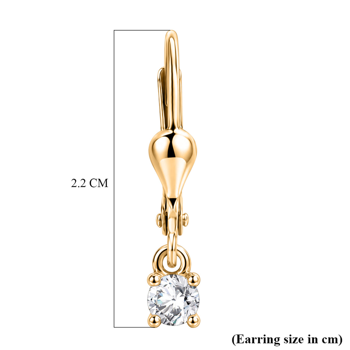 LUXURIANT Lab Grown Diamond Round-Cut Solitaire Lever Back Earring in 18K Vermeil Yellow Gold Plated Sterling Silver (SI-G-H) 8590269 7